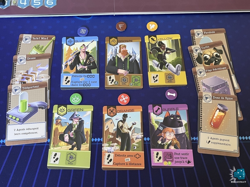 Les 6 agents différents et leurs équipements