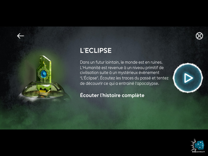 L'application vous propose un petit prologue audio pour vous mettre en condition