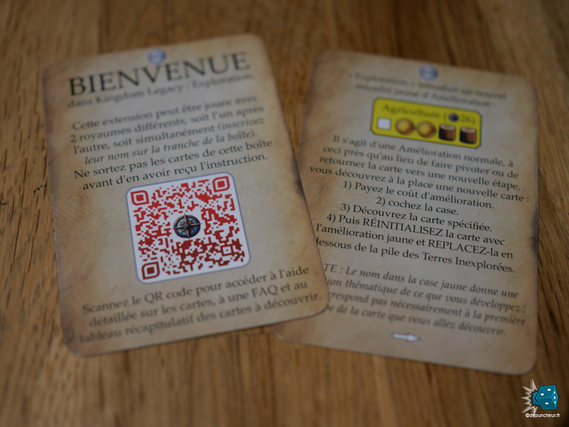 Au début de chaque extension, une petite carte d'explication