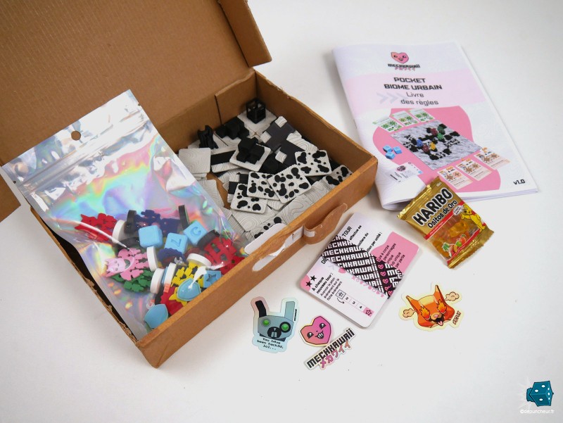 Le boîtage est non définitif (proto oblige), mais un contenu assez dense et quelques cadeaux qui font plaisir :)