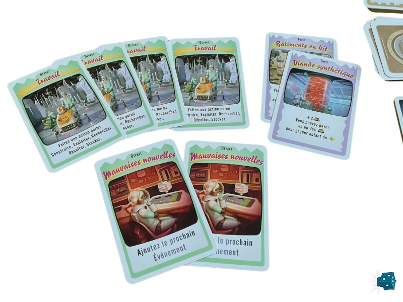 Au départ, avec seulement deux cartes mauvaises nouvelles, deux twists et quatre « travail » le jeu semble vouloir vous ménager…